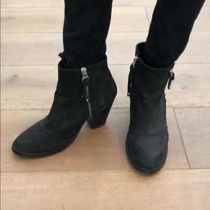 Topshop double zip black ankle boots